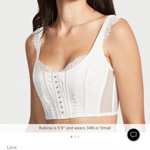 Victorias Secret - Dream Angels Unlined Lace-Up Corset Top (White) - M